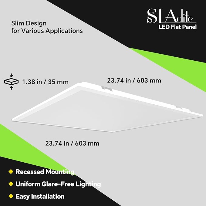 2x2 LED Light Flat Panel 4Pack,40/35/30/25/20W,5 Color Temps 2.7K/3K/3.5K/4K/5K,Dimmable (0-10V) Recessed Drop Ceiling Lights,5200 LM Fixture Flush Mount Ceiling for Office Kitchen Garage ETL-4Pack