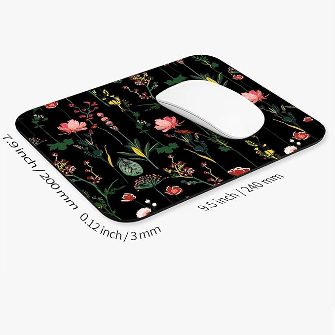Armanza Square Mouse Pad Blooming Botanical Flowers,Personalized Premium-Textured Custom Mouse Mat Design,Washable Mousepad Cloth,Non-Slip Rubber Base Computer Mouse Pads for Wireless Mouse