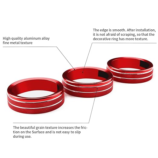 Auovo AC Knob Rings Covers Compatible with Subaru BRZ 2022-2026 for Toyota GR86 2022-2025 2026 Interior Accessories Air Climate Control Switch Knob Button Ring (Air Conditioning Knobs Cover-3PCS, Red)