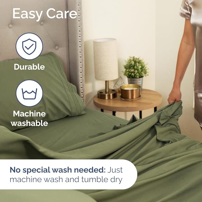 Full XL Bed Sheet Set - 4 Piece Extra Long Extended Full XL Sheets - Soft, Breathable & Cooling - Fits 8” to 16" Mattress w/ Deep Pockets - 54" x 80" - Easy-Fit, Wrinkle & Fade Resistant - Sage Green