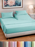 Split Head King Sheet Set – 4 Piece Flex Split Top King Sheets for Adjustable Beds - Fits 14” to 16" Mattress w/ Deep Pockets - Soft, Breathable & Cooling - Luxury Bedding and Wrinkle Free - Spa Blue