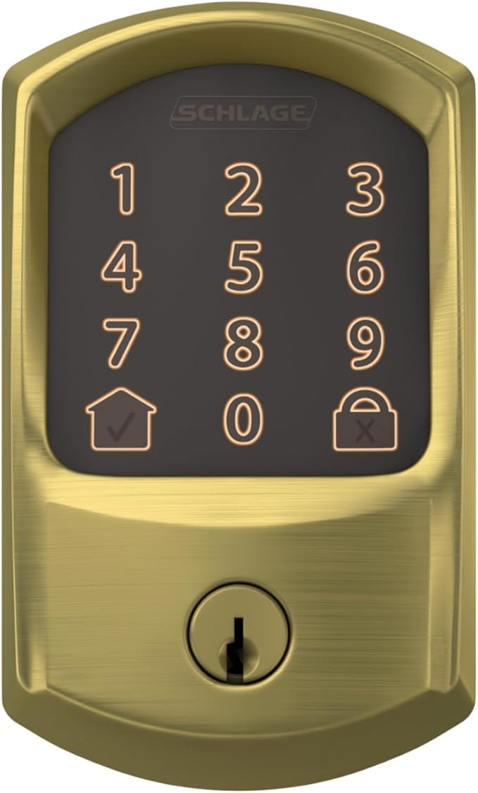 Schlage BE489WB-GRW Encode WiFi Enabled Electronic Keypad Deadbolt with Greenwich Trim - Satin Brass