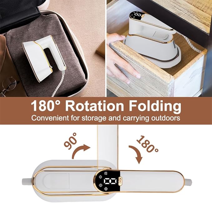 Steamer Iron,3-speed Adjustment Electric Ironing Machine 180° Rotatable Wet & Dry for Powerful Clothes Wrinkle Removal