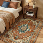 RELEANY Washable Area Rug, 3'x5', Red/Orange/Blue/Brown by RELEANY