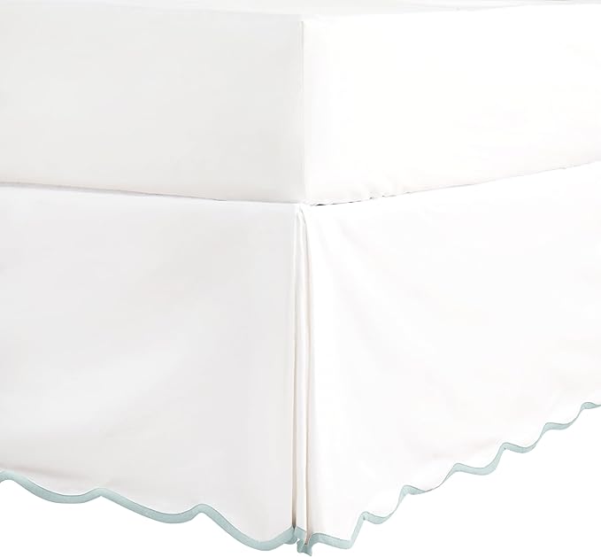 HIG Off White Chic King Bed Skirt - Easy Fit Scallop Edge Pleated Bedskirts, 14 Inch Drop Anti-Slip Dust Ruffle, Thick Fabric for Enhanced Privacy, Pre-Washed for Long-Lasting Use(N60022)