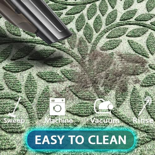 Bulijojo Front Door Mat Entrance,Durable Heavy Duty Welcome Mat,Thick Absorbent Natural Rubber Non Slip Mat,Sturdy Entryway Green 23"x35" - Image 4