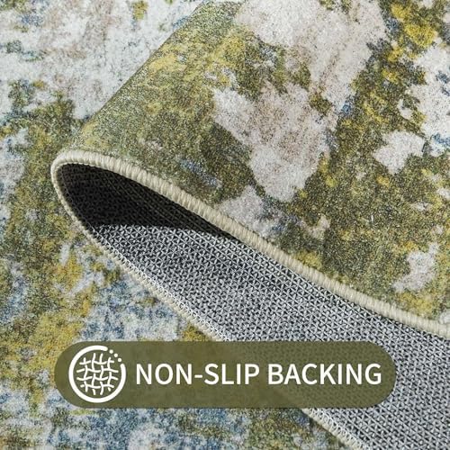 2x6 Sage Green Rug Runners for Hallways Kitchen Runner Rug Non Slip Washable Long Runner Rugs with Rubber Backing Soft Abstract Carpet Runner for Hallways, Kitchen, Bathroom, Entryway - Image 6