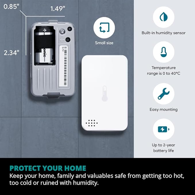 Centralite Zigbee Temperature & Humidity Sensor by Ezlo – Monitors Temperature and Humidity Levels Across Your Home – Ideal for Bedrooms, Living Rooms, and Nurseries. Works with Alexa and Zigbee Hubs