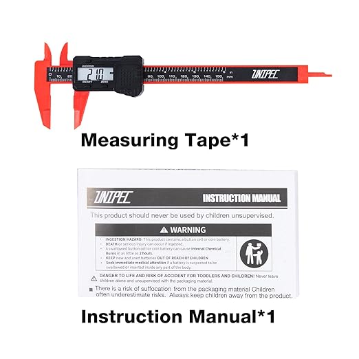 UNIPEC 6" Digital Caliper – Measuring Tool with LCD Display, Inch/MM Conversion, Auto-Off, Accurate ABS Body Electronic Caliper for DIY, Woodworking, Metal & Crafts