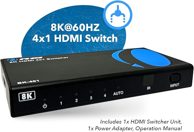 OREI 8K 4x1 HDMI 2.1 Switch 4K @ 120hz Switcher 4 in 1 Out, Support HDR, HDR10, Dolby Vision, HLG 48Gbps for Xbox Series X PS5 Roku Fire TV Monitor Projector Dolby
