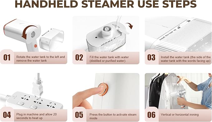 Travel Essentials : Steamer for Clothes - Home or Travel Steamer & Iron, White with Rose Gold Accents, 1000W Steam, Fast Heat Up, Removes Wrinkles in Seconds, a must-add to Travel Accessories