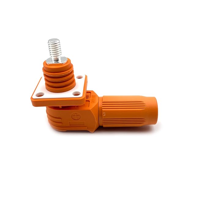 70A Battery Energy Storage Connector, 10mm² High Current Connectors IP67 Waterproof Stud Wiring Power Adapter Quick Plug Terminal Right Angle Plug and Socket (1000V Orange)