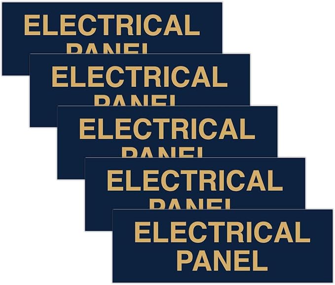 All Quality Basic Electrical Panel Sign - Fire Regulation Safety Compliance Sign - Blue/Gold - Medium (5 Pack)