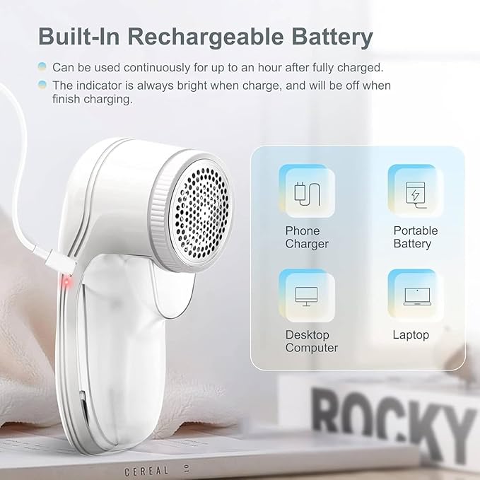 Fabric Shaver, Lint Remover for Clothes, Electric Lint Remover with 3 Replaceable Blades, Removes Fabric Pills, Rechargeable Sweater Defuzzer Pill Remover, Depiller Effectively Remove Pills