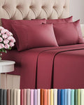 Cal King 6 Piece Sheet Set - Cooling, Comfy & Breathable - Hotel Luxury Bedding, Includes Fitted Sheet for Women, Men, Kids & Teens - 1 Flat, 1 Fitted Sheet, 4 Pillowcases w/Deep Pockets - Burgundy