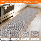 StepRite Kitchen Rugs, Kitchen Mats for Floor, 60"x24" Non-Slip Machine-Washable Kitchen Throw Rug, Absorbent Runner Rugs Office, Sink Standing Desk Mat, Decor Carpet, Khaki - Image 3