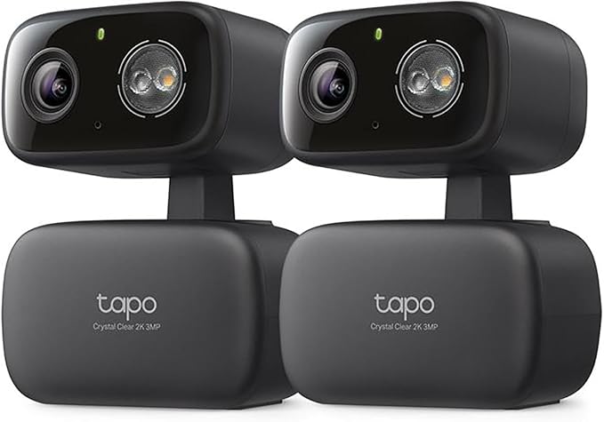 Tapo 2K Indoor/Outdoor Pan/Tilt Wired Security Camera - Baby Monitoring, Person & Baby Cry Detection, 360° Motion Tracking, Night Vision, No-Subscription Local Storage or Optional Cloud, C217 (2-Pack)