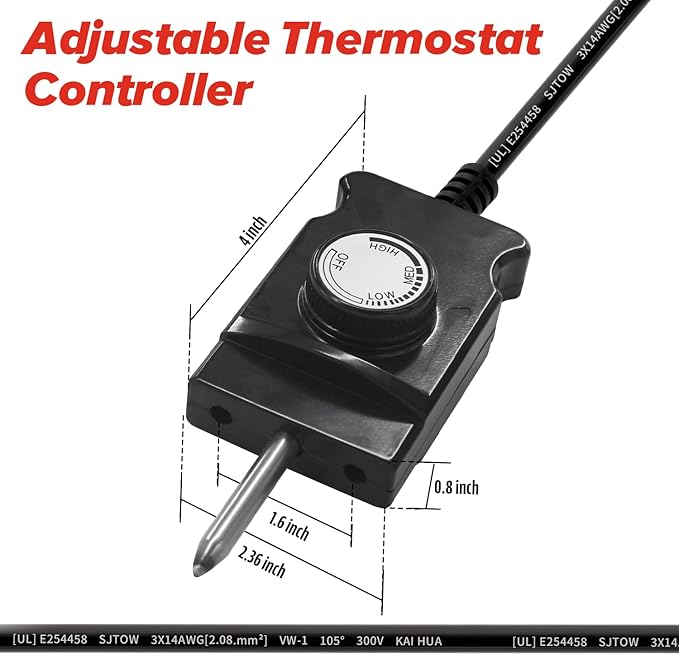 Upgrade Universal 1650W 15A Electric Smoker Heating Element Kits with Adjustable Thermostat Controller Compatible with Masterbuilt, Smoke Hollow,Char Broil,Dyna-Glo,Cuisinart and Most Electric Smokers