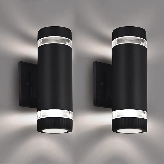 rosykite Outdoor Wall Sconce Lights,Dusk to Dawn Outdoor Exterior Lighting - ETL Listed,Modern Outside Patio Light Fixture Wall Mount Design - Up Down Light Fixture White 6000k for Front Door, Porch