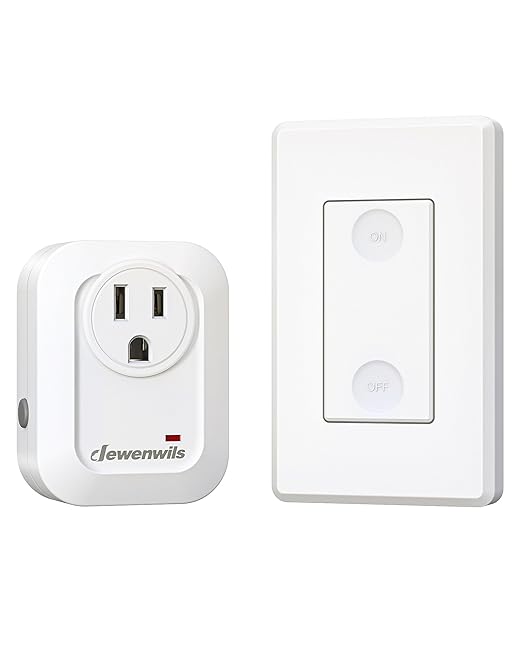 DEWENWILS Remote Control Outlet Wireless Wall Mounted Light Switch, Electrical Plug in On Off Power Switch for Lamps, Fans, Household Appliance, No Wiring, 100 Feet RF Range, Programmable