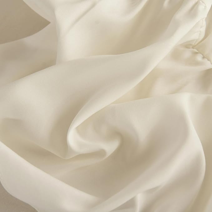 Bed Skirt Twin Size Ruffled Bed Skirt with Split Corners, Ivory Bed Skirts 14 Inch Drop, Bed Skirting with Platform, 14'' Twin