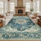 RELEANY Washable Area Rug, Large 10'x14', Blue/Vintage Dark Blue - Image 2