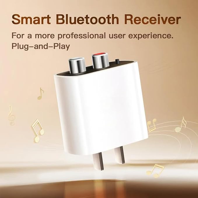Bluetooth 5.4 Receiver – Upgrade Old Speakers to Wireless Audio, for Old Stereo/Speaker/Wired Speakers/Home Audio Music Streaming Stereo System (White-1Set)