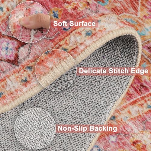 Yamaziot Washable Runner Rug, 2x8 Non-Slip Boho Vintage Hallway Kitchen Rug - Image 2