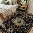 Vacuum-Friendly, 4x6 Washable Area Rug, Black Green Blue - Image 6