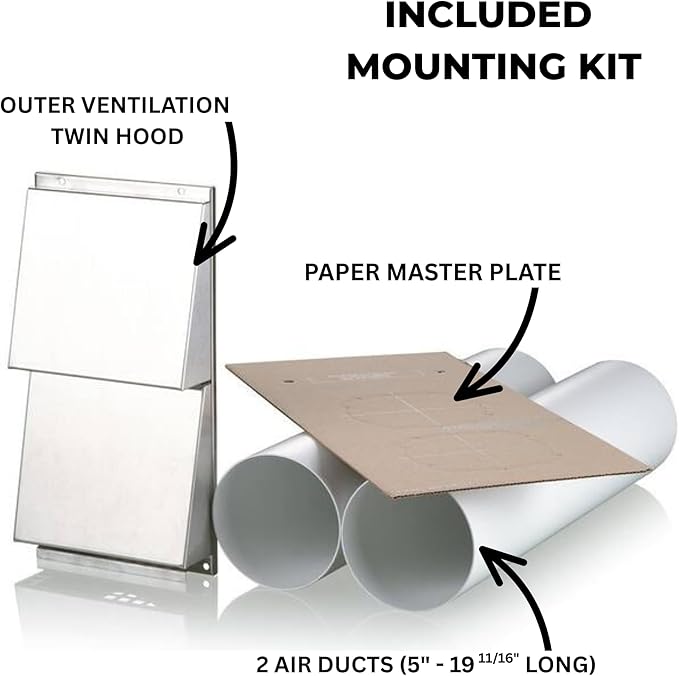 VENTS-US Micra 60 Kit – Ductless Wall Mount HRV Ventilation Fan with Included Mounting Kit Circulates Fresh Air In, Stale Air Out Reducing Heating Costs