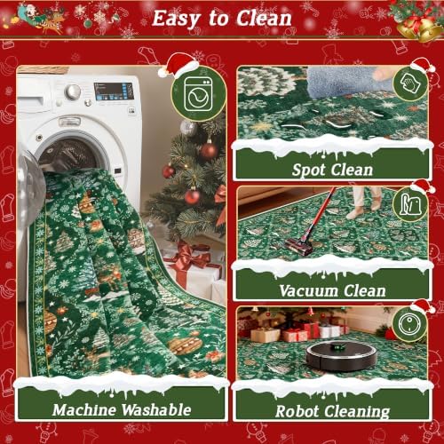 Madane Christmas Area Rug 2x3, Green Entryway Xmas Carpet Holiday Decor - Image 7