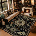Vacuum-Friendly, 9x12 Washable Area Rug, Black Green Blue by meejou