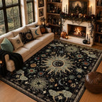 Vacuum-Friendly, 9x12 Washable Area Rug, Black Green Blue by meejou
