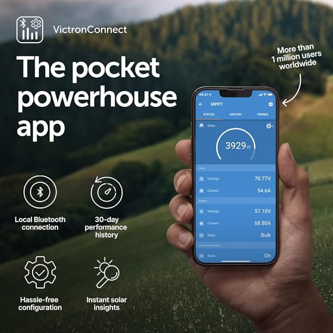 Victron Energy SmartSolar MPPT MC4 Compatible Solar Charge Controller (Bluetooth) - Charge Controllers for Solar Panels - 150V, 60 amp, 12/24/36/48-Volt