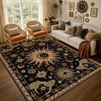 Vacuum-Friendly, 6x9 Washable Area Rug, Black Gold Beige Red by meejou