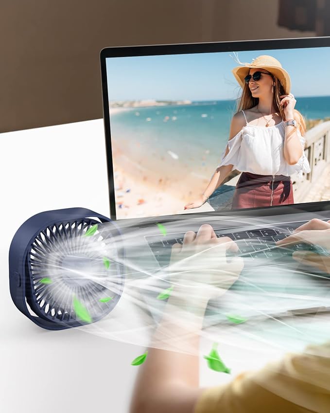 RJVW 4 Inch Small USB Desk Fan, 3-Speed Portable & 360°Rotatable Mini Cooling Fan, USB-Powered Desktop Fan for Home Office Bedroom Dorm Indoor Outdoor Summer Gift