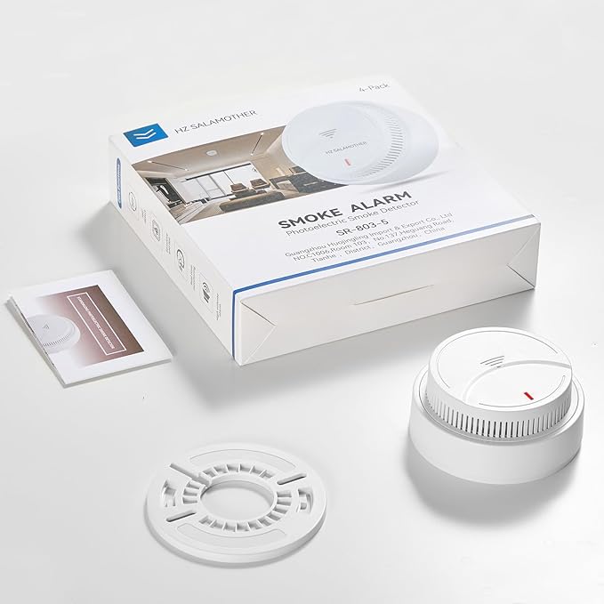 Smoke Detector 4 Pack,Fire Alarms Smoke Detectors with Photoelectric Technology with LED Lndicator and Test Button,Smoke Alarm for Home,Bedroom,Kitchen