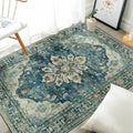 RELEANY Washable Area Rug, 3'x4', Blue/Vintage Dark Blue by RELEANY