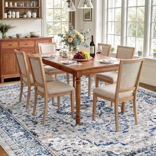 SameBed 8x10 Area Rug Living Room, Vintage Washable Carpet Light Blue - Image 3