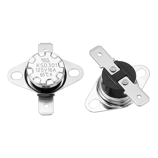 uxcell 2 Pcs KSD301 Thermostat 65°C/149°F 16A Normally Open N.O Adjust Snap Disc Temperature Switch for Microwaves,Oven,Coffee Maker,Bakelite Material