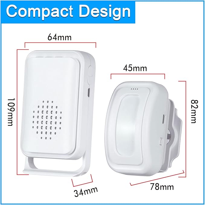 Wireless Motion Sensor Door Chime: Business Entry Doorbell Indoor Motion Detector Buzzer Monitor for Store Home Entrance Alert Bell, Bed Alarm for Elderly - LED Indicator & Vibration