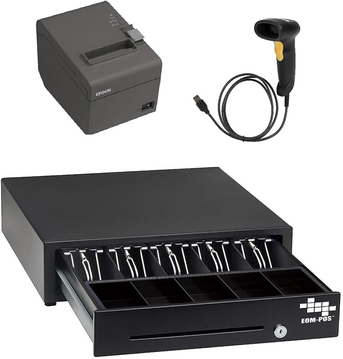 POS Hardware Bundle for Square - Cash Drawer, Thermal Receipt Printer, Barcode Scanner [Compatible with Square Stand and Square Register]