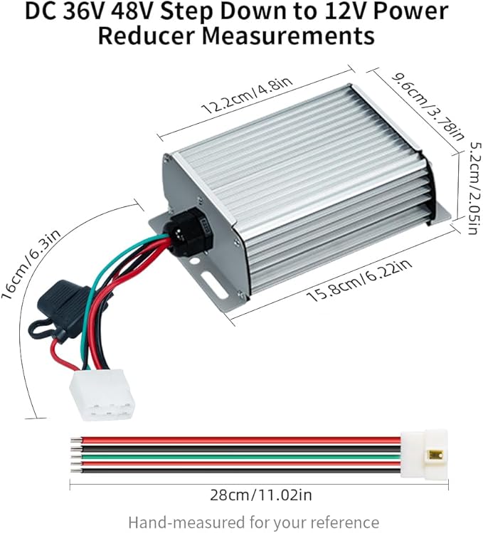 DC-DC 96V 84V 72V 60V 48V 36V to 12V 30A 360W Step Down Converter Voltage Reducer Regulator with Fuse for Golf Carts, Headlights, Taillights, Solar Panels and Radios