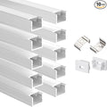 Besseto 10 Pack 1M/3.3Ft LED Aluminum Channel for Wall Panel,Wood Slat Wall Panel LED Strip Light Aluminum Channel Profile for Living Room Bedroom Bathroom Stairs (Silver-10Pack 3.3Ft)