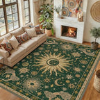Vacuum-Friendly, 9x12 Washable Area Rug, Green Gold Yellow by meejou