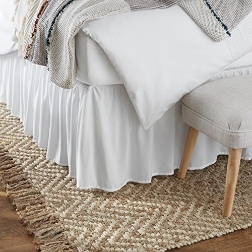 Amazon Basics Lightweight Ruffled Bed Skirt, Machine Washable, Wrinkle Resistant, Classic Style, Soft 100% Microfiber With 16" Drop, King, Bright White by AmazonBasics