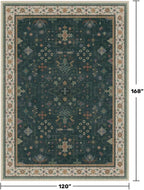 Hazo Haus Dark Green Oushak Living Room Rug 10x14 - Modern Vintage Boho Eclectic Floral Pastel, Washable Low Pile Non-Slip Extra Large Area Rugs for Dining Under Table Bedroom Lounge - Image 2