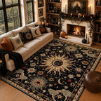 Vacuum-Friendly, 8x10 Washable Area Rug, Black Gold Beige Red - Image 2
