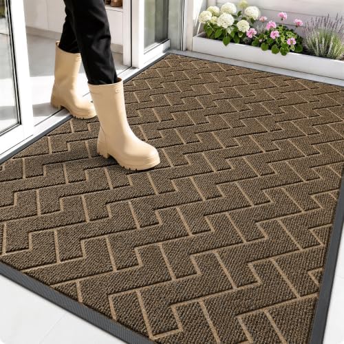 OLANLY Front Door Mat Outside 59x34, All-Season Absorbent Rubber Doormat by OLANLY