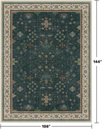 Hazo Haus Dark Green Vintage Living Room Rug 9x12 - Boho Unique Floral Victorian Decor, Washable Low Pile Non-Slip Extra Large Area Rugs for Dining Under Table Bedroom - Image 2